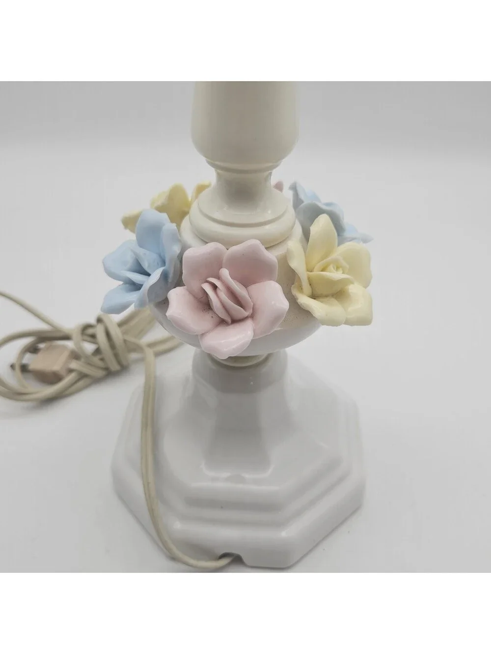 Vintage Japanese Porcelain Accent Lamp Capodimonte Floral Design 13